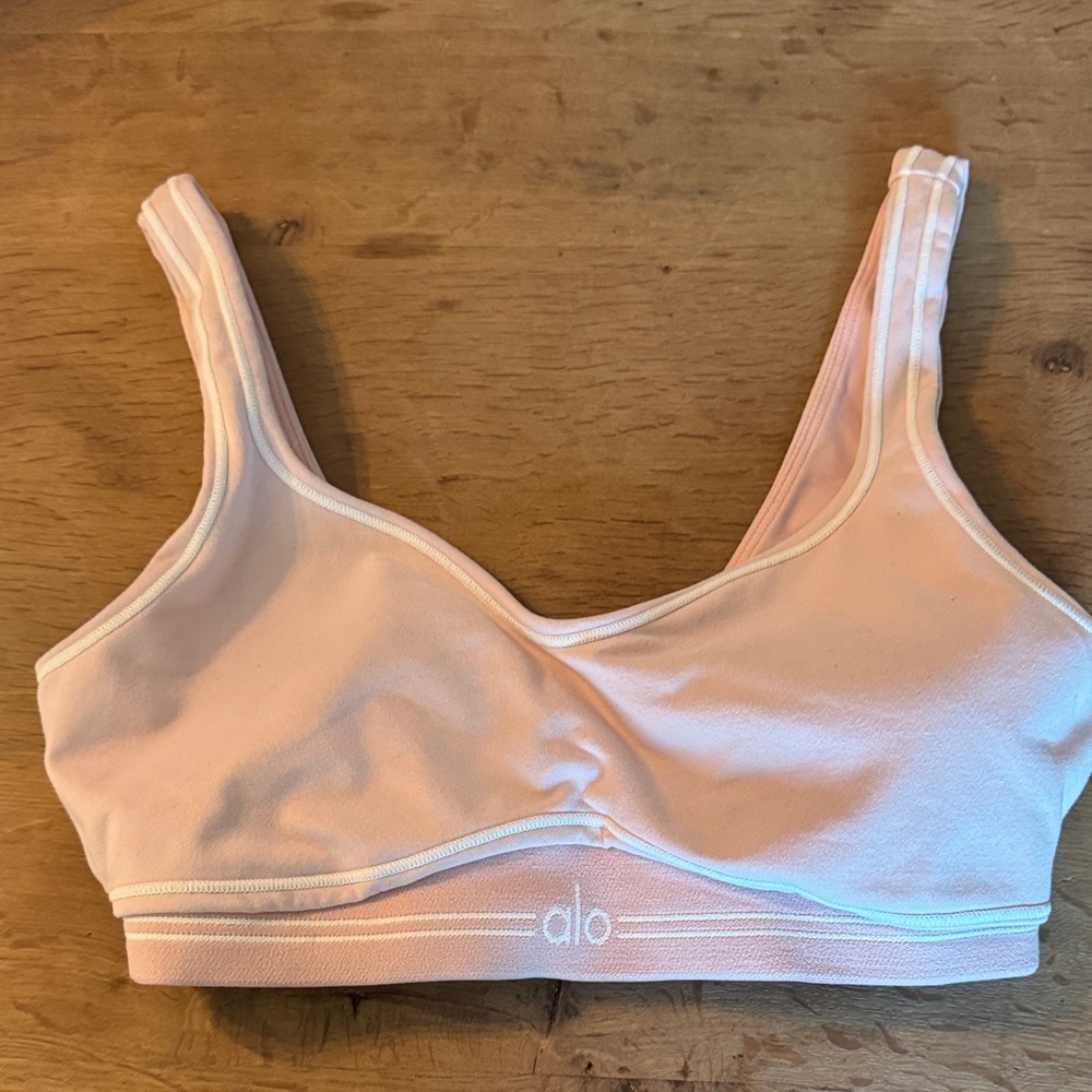 Alo Yoga Ballet Pink Airbrush Heart Throb Bra S
